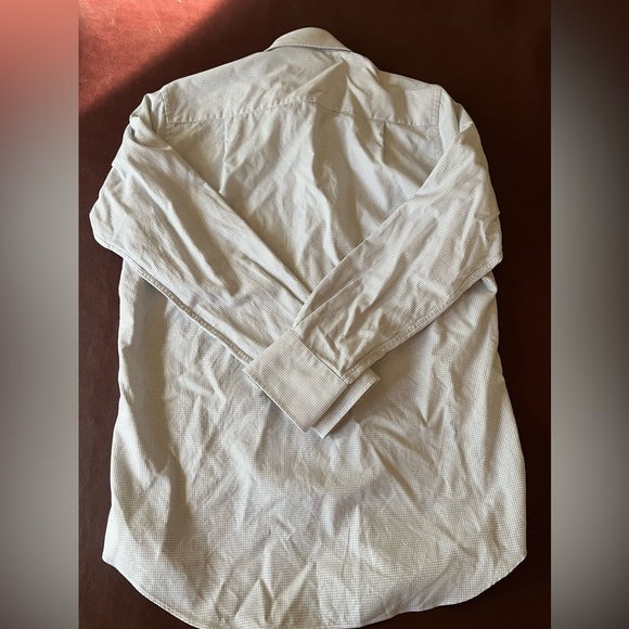 David Donahue Trim Sage and White Pattern Long Sleeve Dress Shirt size 16.5 3435 - Picture 3 of 9